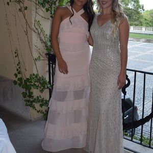 Baby pink ruffle prom dress